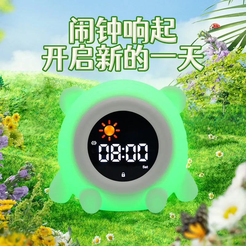 White soft edible silicone alarm clock for children with puppy style and music function