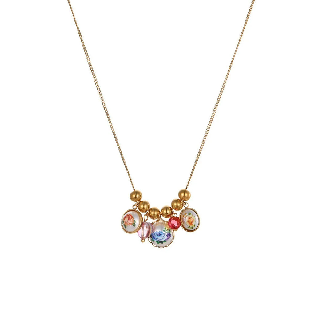 Vintage sunflower flower necklace in electroplated stainless steel with 18K purity, women's floral pendant