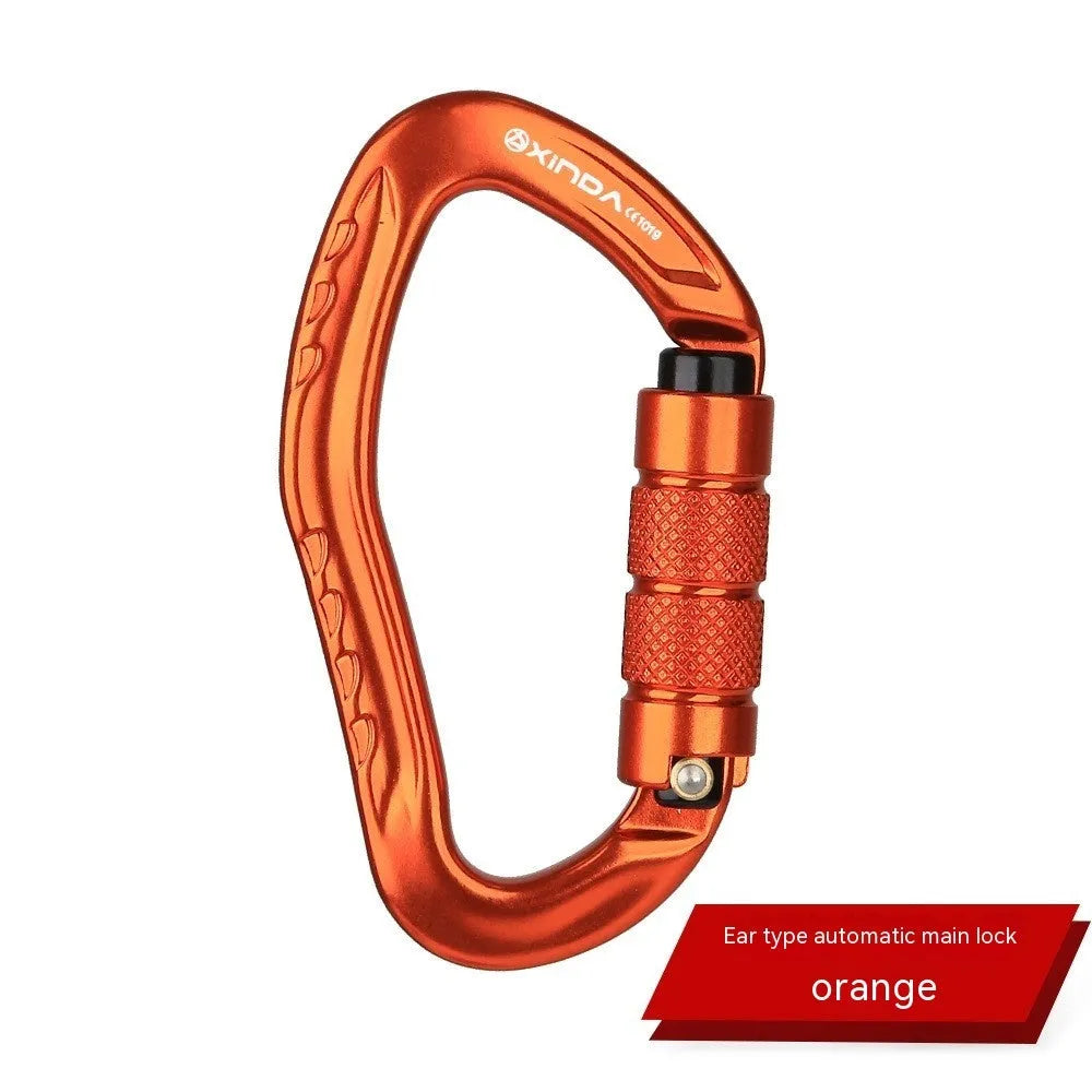 Automatic lock climbing carabiner in five colour options for rock climbing gear