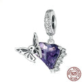 S925 silver skull butterfly pendant bead with inlay detail, 23x14mm, 4.5mm aperture