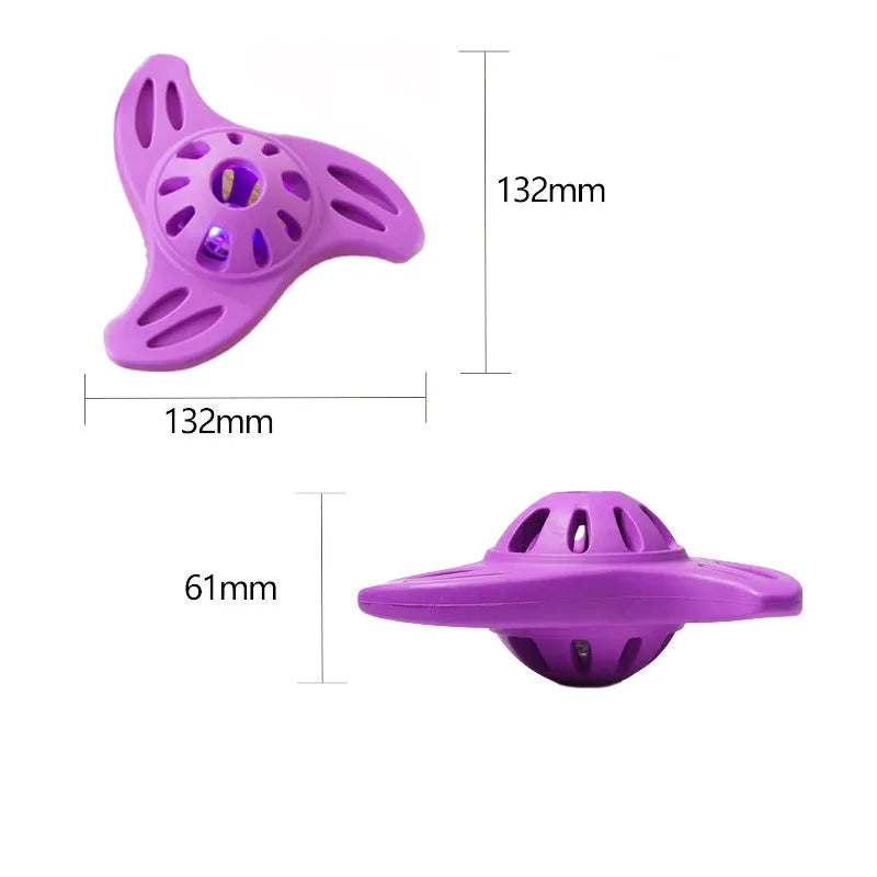 Blue bite-resistant boomerang dog toy with molar edges for large breed puppies on a white background.