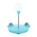 Plastic pet feeder toy with leaking food ball, swing tumbler body, suction cup base, Blue or Pink