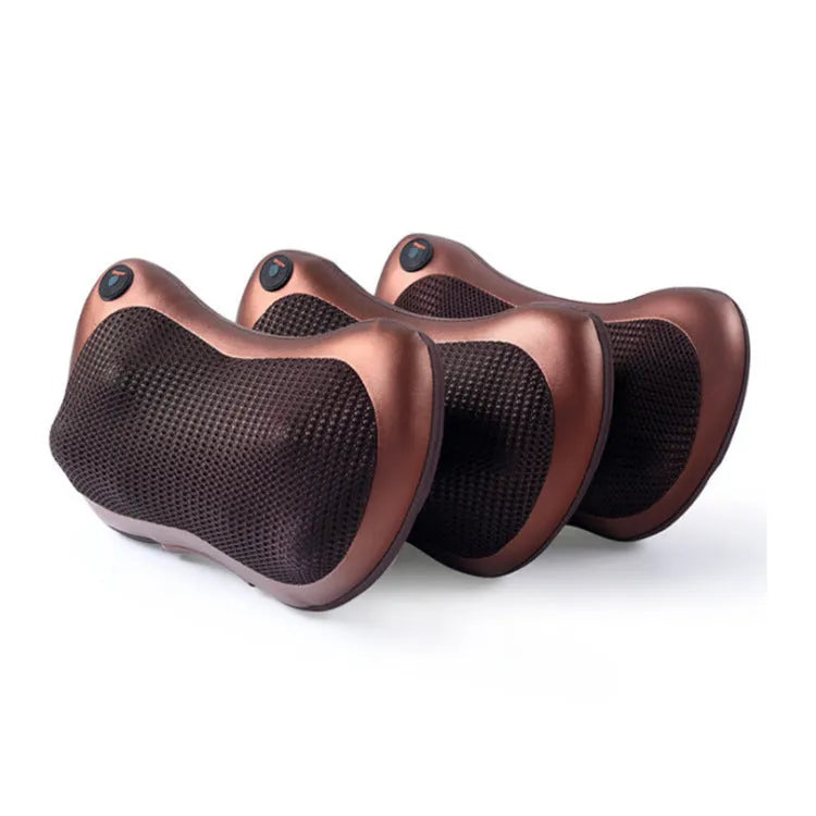 Smart shoulder neck massage pillow with 8 massage heads in black genuine leather