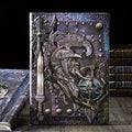 A5 leather notebook with embossed 3D Warriors design on the cover, shown in bronze colour.