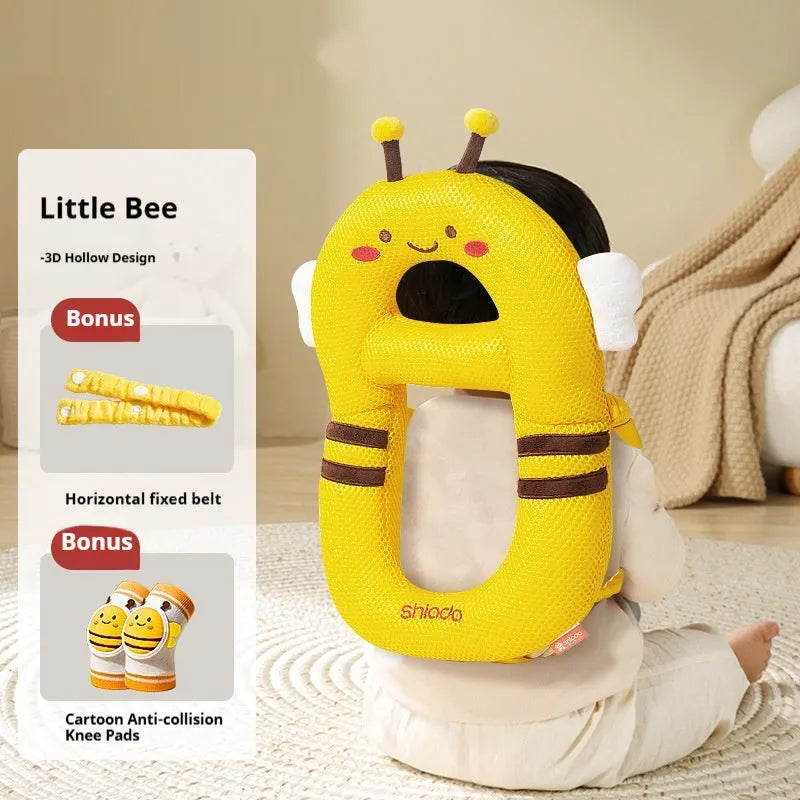 Baby anti-collision pillow and kneepad set in cartoon dinosaur, bee, rabbit, and chicken designs