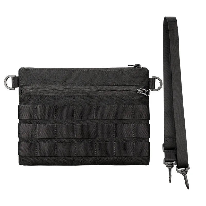 Black Oxford cloth portable outdoor tactical pouch measuring 18cm by 3.5cm