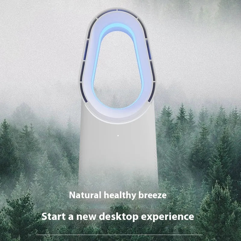 SK bladeless tower fan in white with remote control for home office cooling