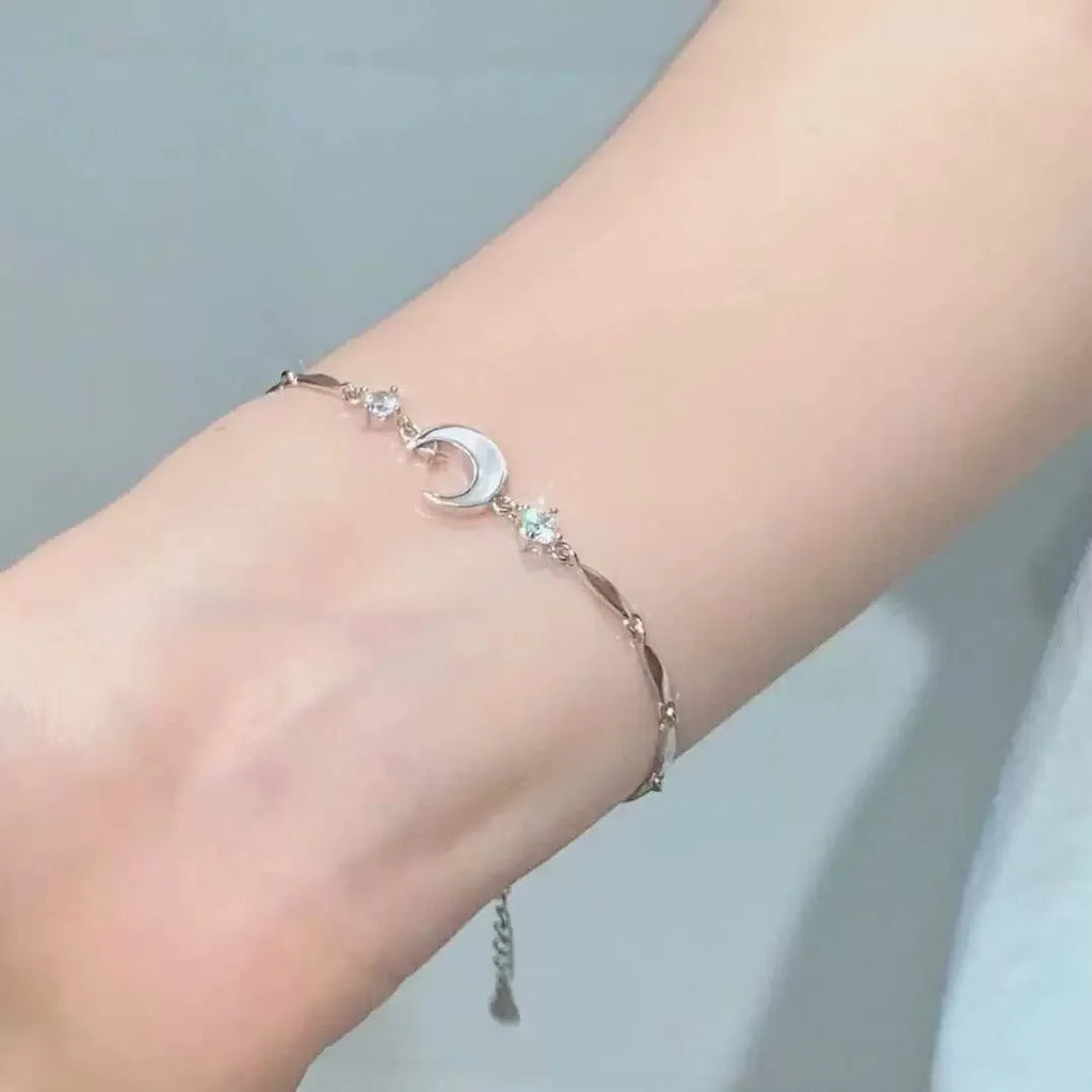 Fashion crystal zircon alloy bracelet for women in electroplated finish with blue wave design