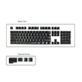 Set of 104 transparent mechanical keyboard keycaps in orange, white, blue and black colours