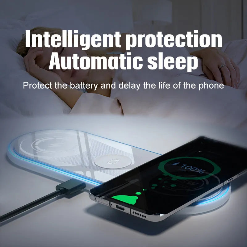 Flat 3-in-1 wireless charger with ambient light indication function White colour option