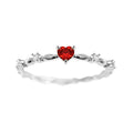 Personalised gold or silver plated ring with a peach heart charm and clear zircon stones.