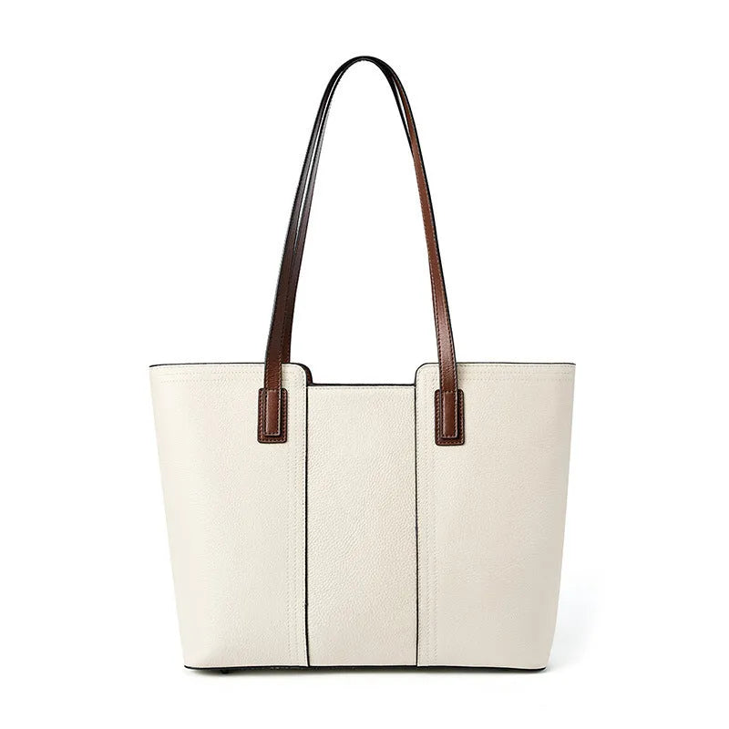 Women's genuine leather commuter bag with internal organisation compartments in horizontal square design