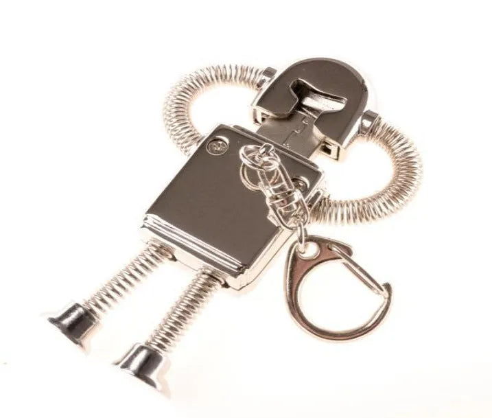 Metal robot U disk in zinc alloy with spring design, available in gold and silver colours