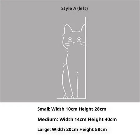 Shy kitty cute pattern PVC wall sticker for living room decoration, waterproof, available in small 28cm size
