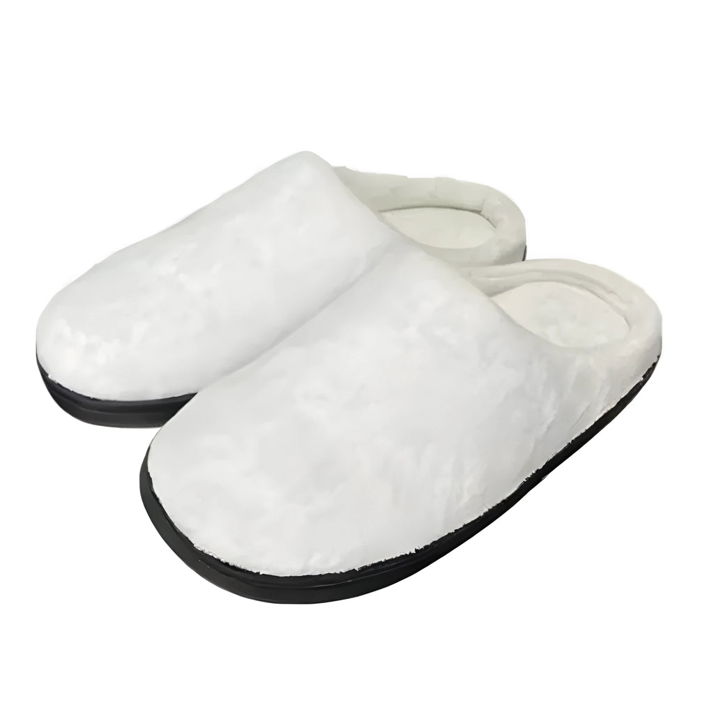 Pattern printed cotton flannel slippers with TPR sole shown in available sizes