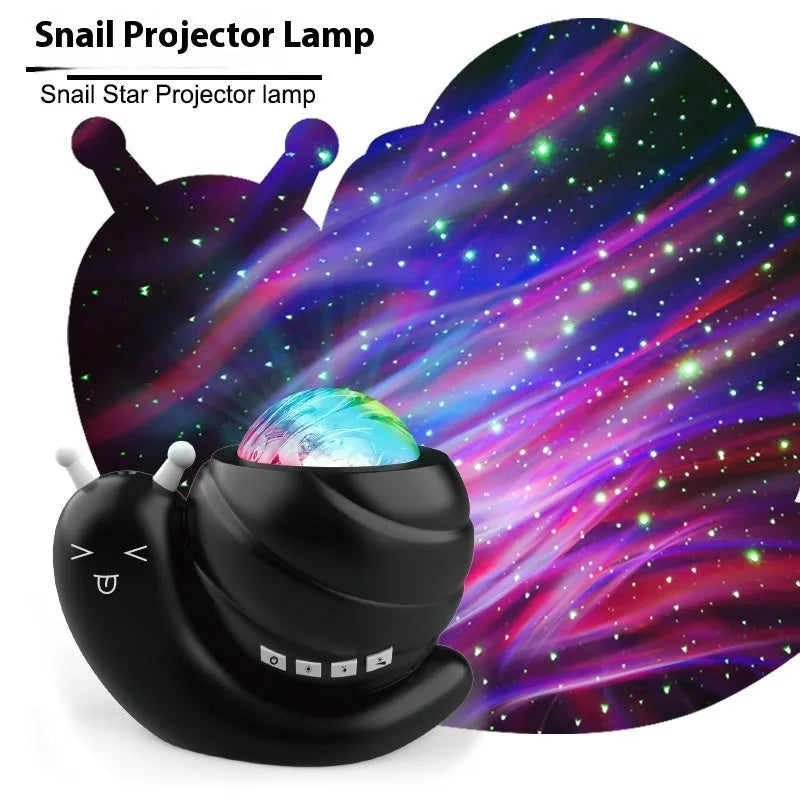 Starry sky projection lamp in blue plastic housing with remote control and USB cable