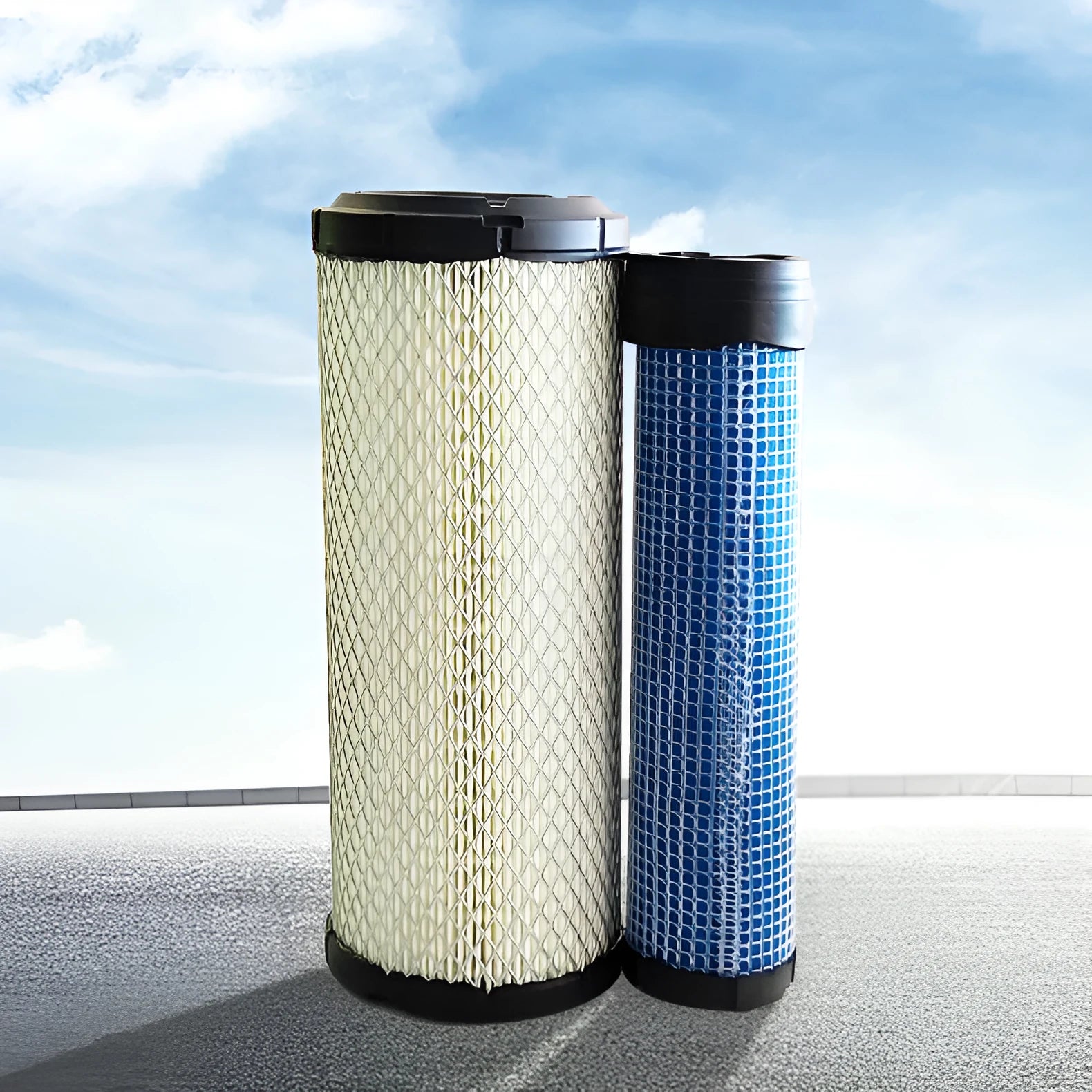 Donaldson model 1027 folding engine air filter showing dimensions and wood pulp filter paper construction.