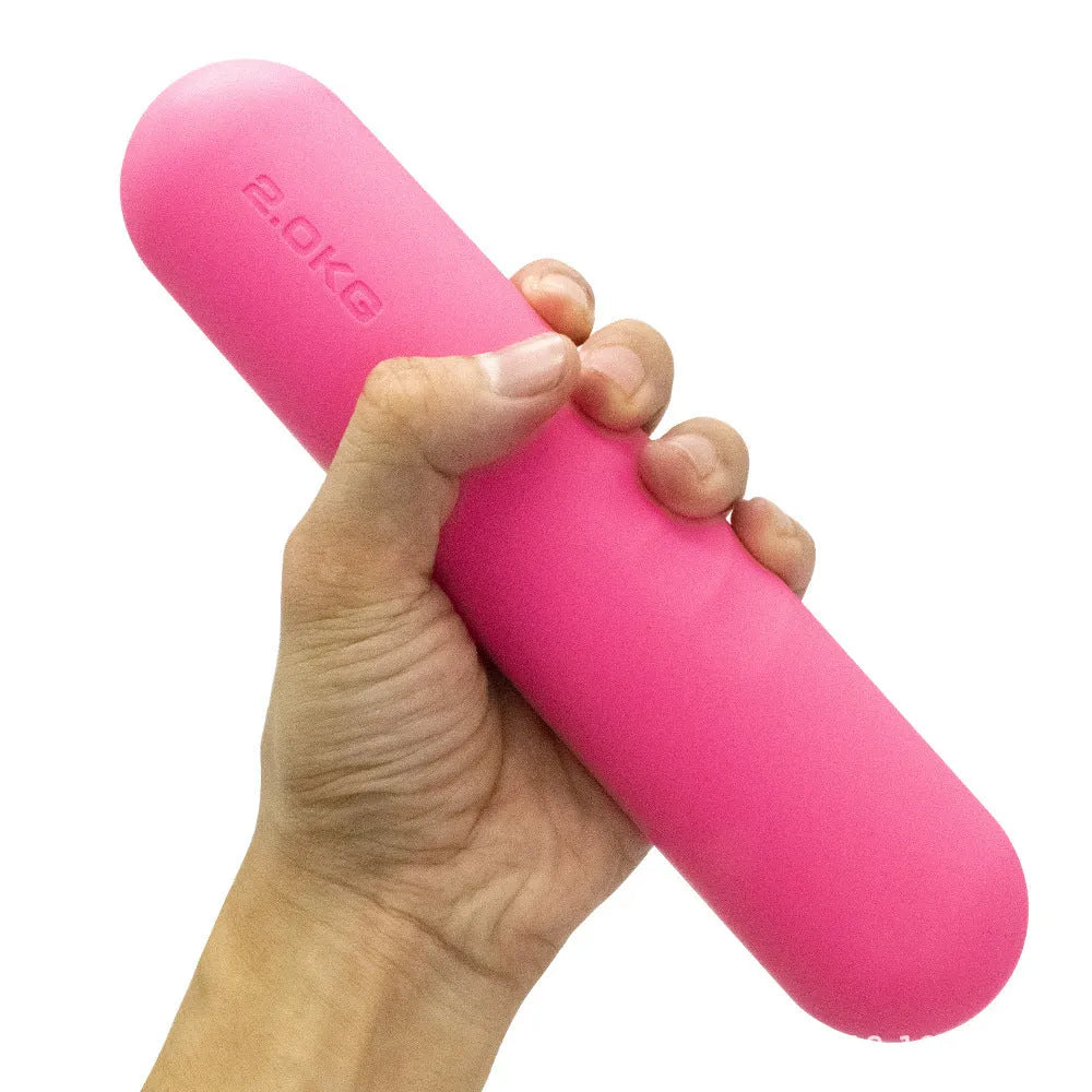 Silicone-edged hand-drawn dumbbell stick in a choice of colours and weights for fitness training.