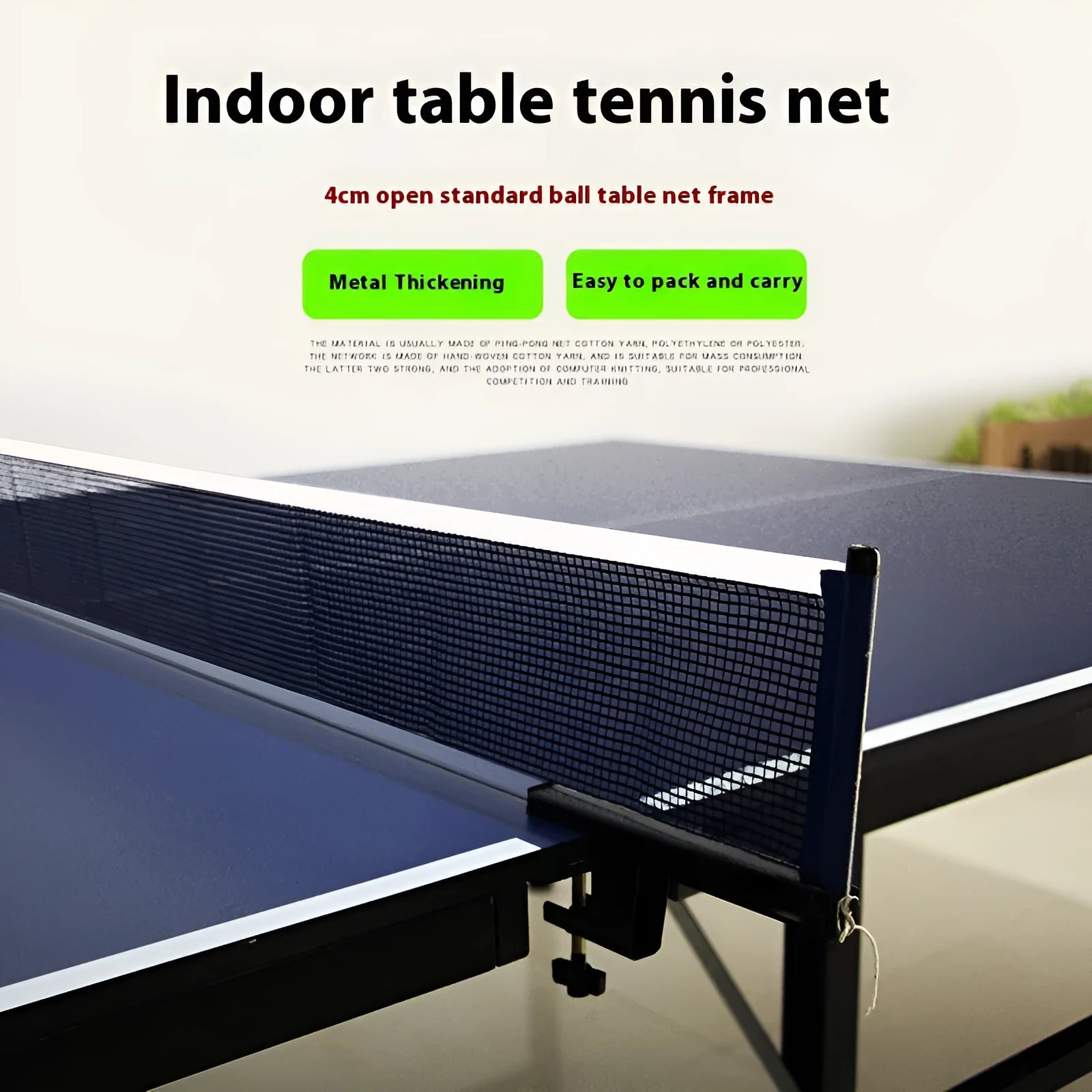 Black universal thickened table tennis net clip and open grid net frame set