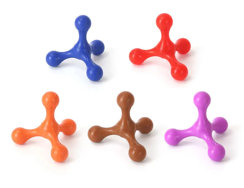 Blue silicone dog chew bone with three legs for small medium breed puppies