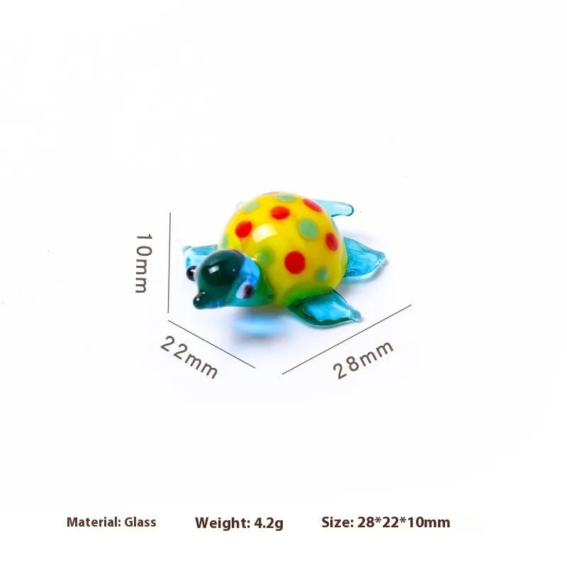 Geometric glass turtle ornament in modern simplicity style with hand-painted details