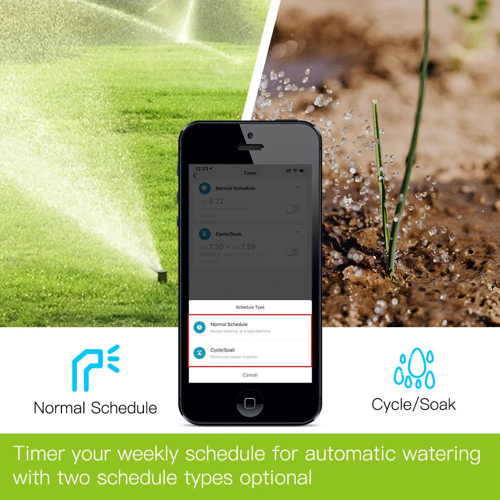 Bluetooth garden hose timer with smartphone app control for remote watering scheduling
