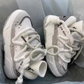 Women's retro platform sneakers with thick rubber sole and microfiber upper in grey colour