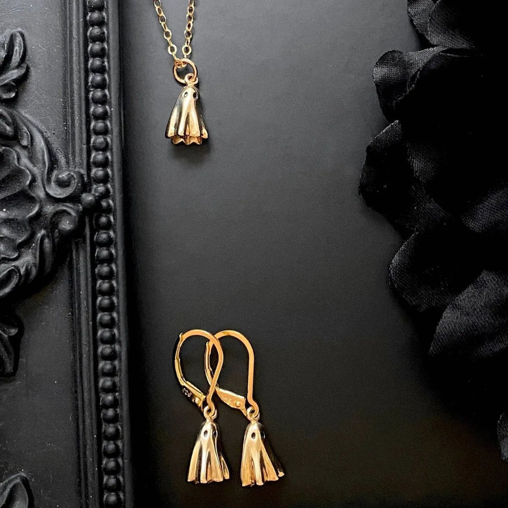 Ghost pendant necklace with titanium steel pendant on stainless steel twisted chain, available in three chain styles