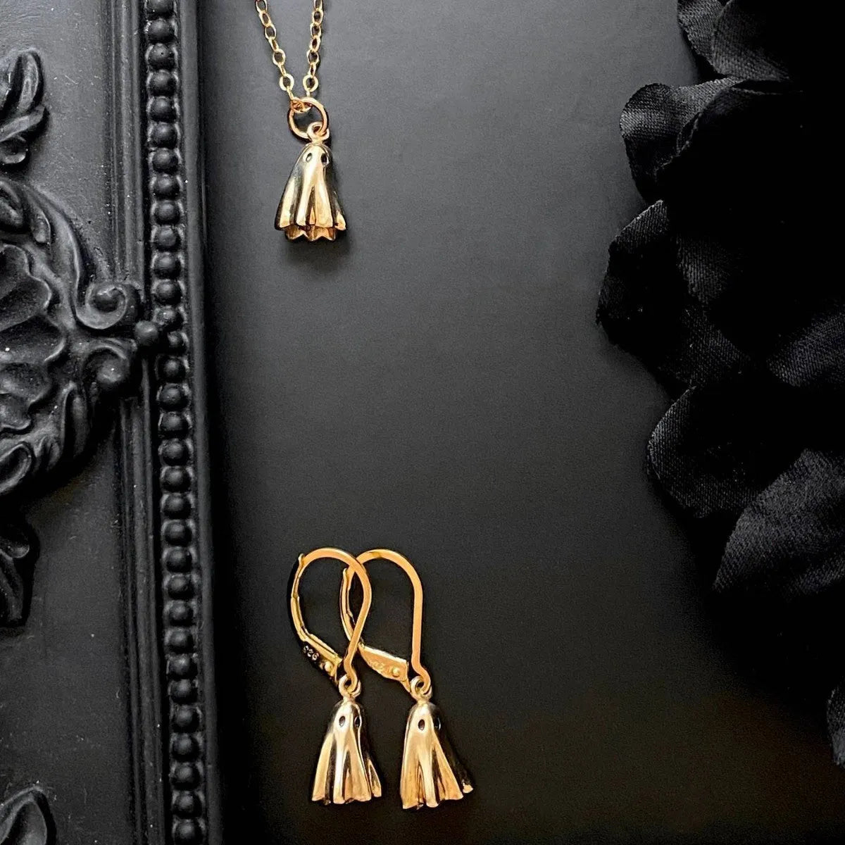 Ghost pendant necklace with titanium steel pendant on stainless steel twisted chain, available in three chain styles