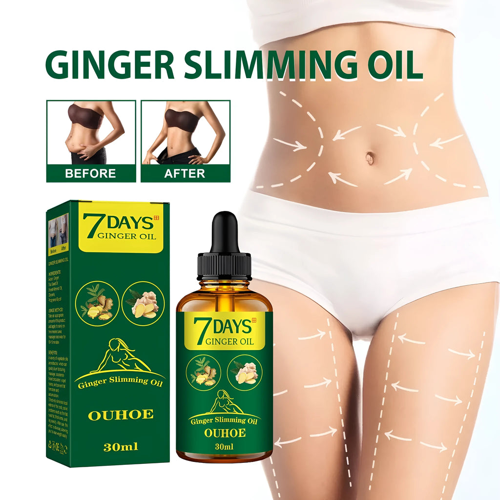 30ml bottle of ginger essential oil for body shaping and thigh firming treatments