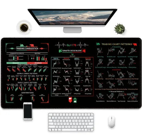 Creative game-themed rubber mouse pad on a desk, showing non-slip base and detailed print.