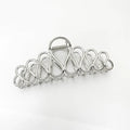 Minimalist large alloy hair clip with tassel decoration in gold or silver finish
