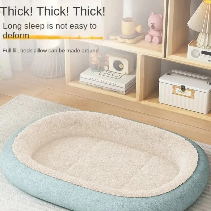 Grey thickened fabric indoor dog kennel with roof and removable plush cushion for small pet