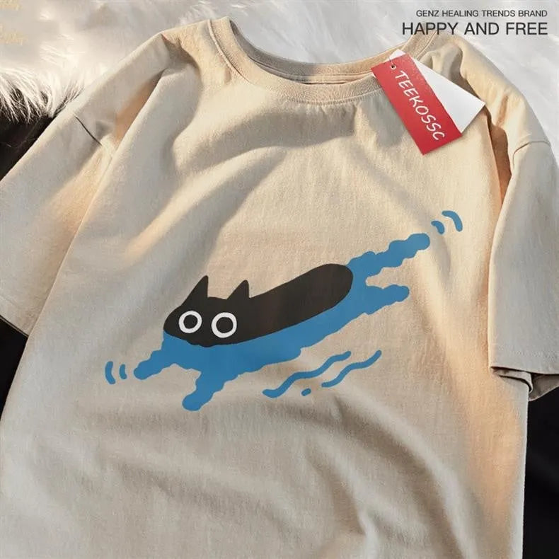 Plus size cotton t-shirt in various colours for swimming and casual wear