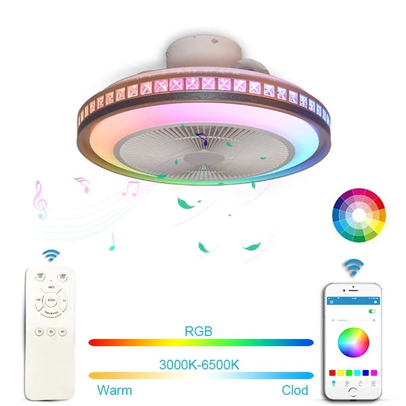 50cm ceiling fan lamp with LED light, PC blades, APP, Bluetooth and music, Fantasy 50CM