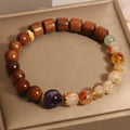 Yellow tower crystal and ebony amethyst women's bracelet with pearl rhinestone pastoral design