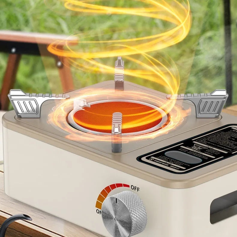 White stainless steel portable infrared gas stove for outdoor windproof cooking