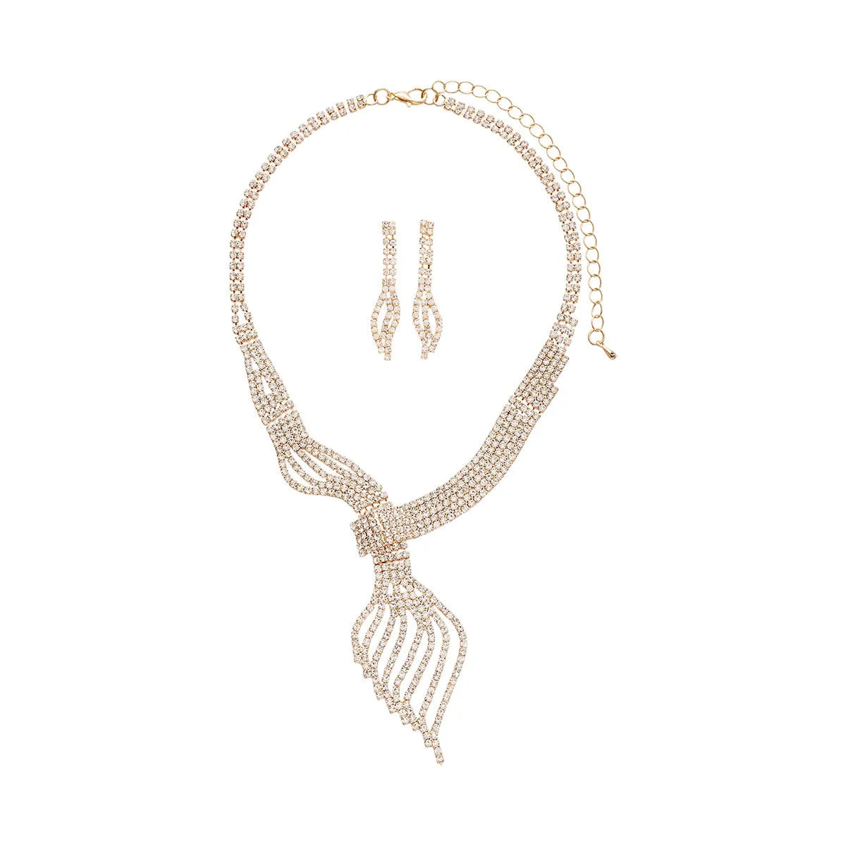 Alloy clavicle chain earrings and necklace 2-piece set gold colour women's jewellery