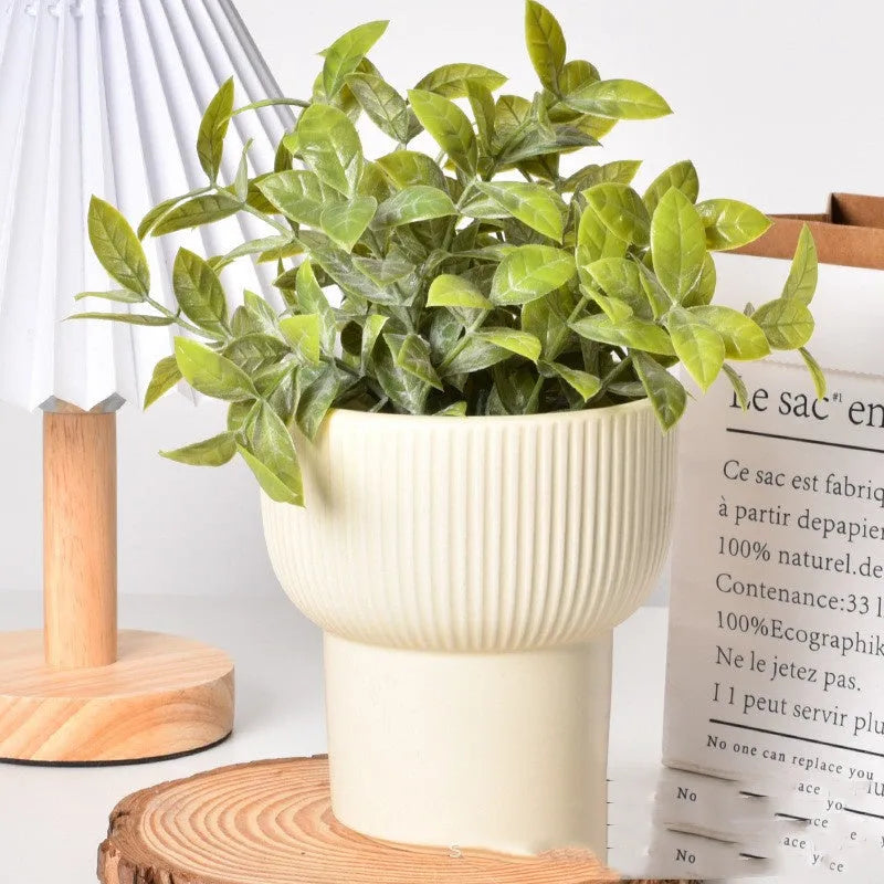 Roman column matte yellow ceramic flowerpot for indoor plant decoration