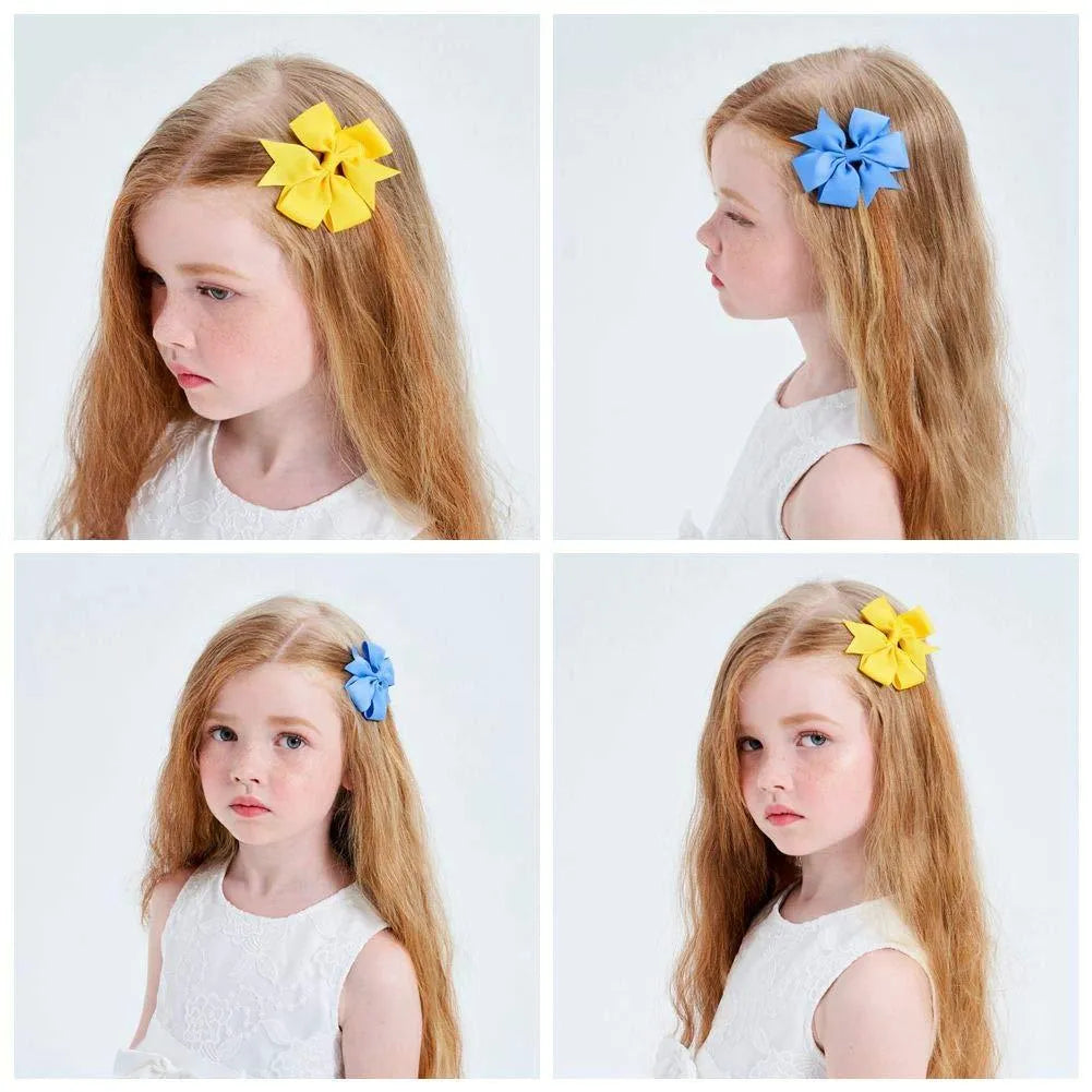Colourful 3 inch grosgrain ribbon hair bows with alligator clips for toddler hair accessories