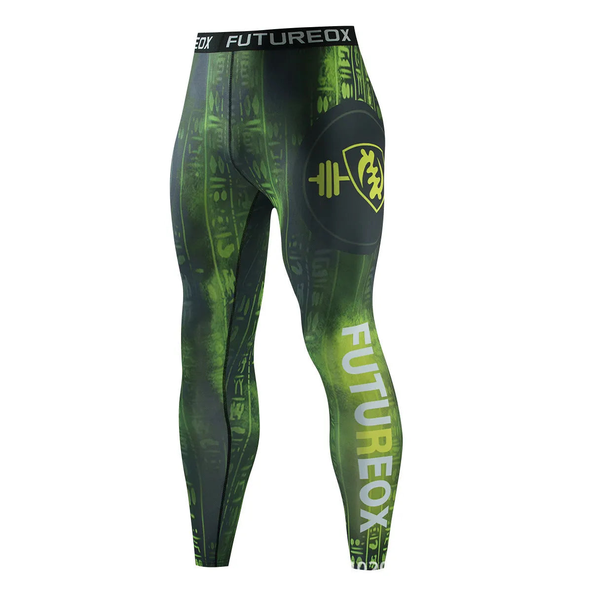 Men's slim-fit long sleeve sports top and trousers set in dark colour for outdoor fitness.