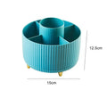 Desktop swivel makeup brush organizer ABS plastic rotating caddy with partition in white