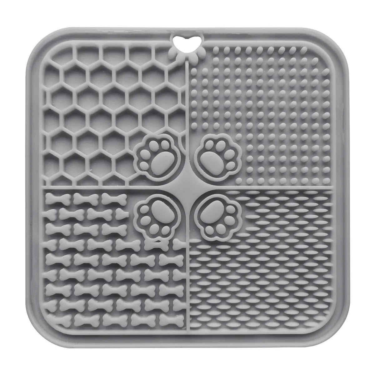 Silicone dog slow food mat in black with raised ridges to slow eating, anti-scatter design