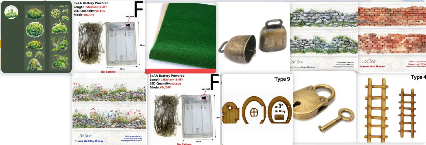 Forest Moss Series DIY decorative stickers roll with PET material, 60mm wide, in woodland colours