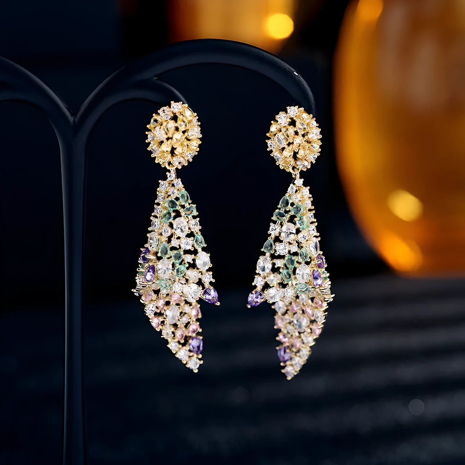Irregular geometric copper earrings for women with fold design and electroplating finish