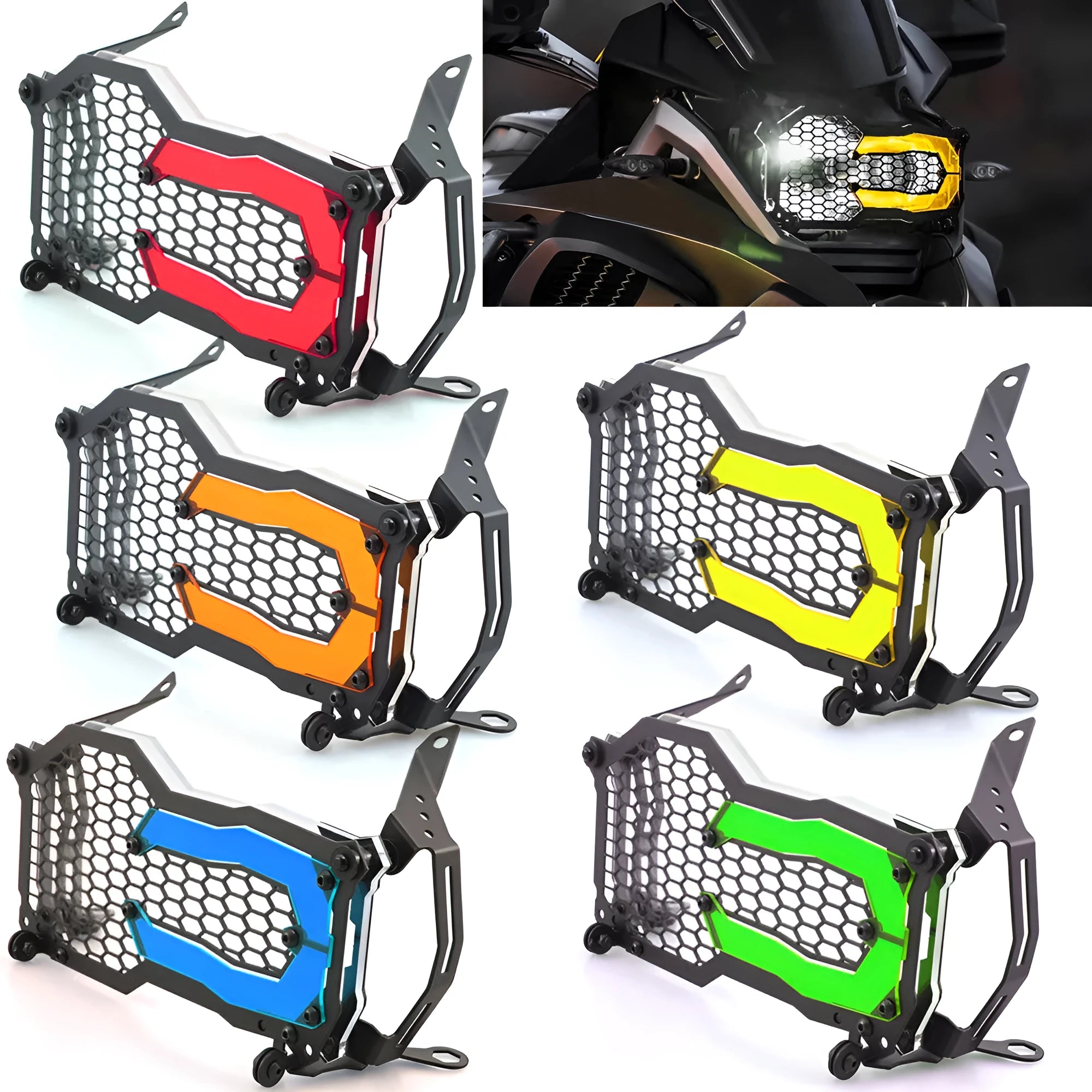 Motorcycle headlight protective cover quick release large lampshade blue for BMW R1200GS steel acrylic construction