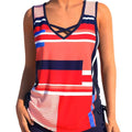 Women's printed split boxer swimsuit with matching top in black, navy blue, light green, or printed colours