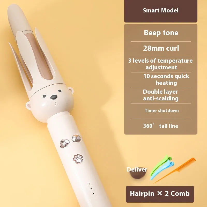 Beige anion automatic hair curler with hair stick accessory for curly hair rebonding