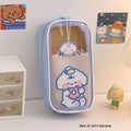 Transparent cartoon pencil case with caramel bear design and large capacity for student stationery
