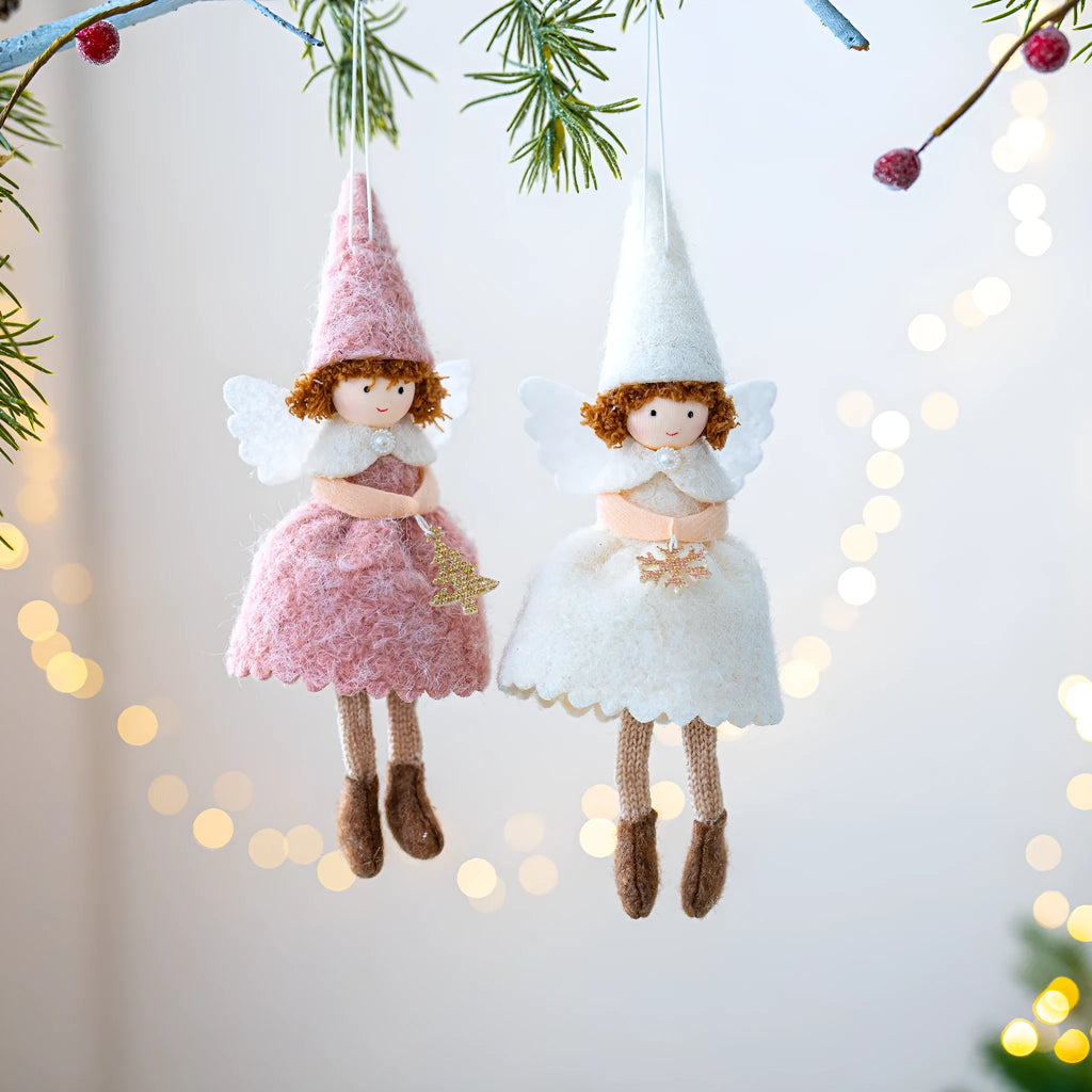 Girl's Christmas angel skirt felt pendant decoration in soft cloth with plush detail